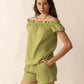 Catherine Drop Shoulder Top In Green