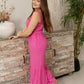 Courtney Flared Leg Jumpsuit In Pink