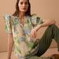 Laura Lee's Print Top In Yellow and Green