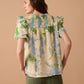 Laura Lee's Print Top In Yellow and Green