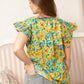 Leilani Floral Pattern Top In Yellow and Blue