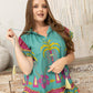 Coconut Island Ruffled Top  In Turquoise