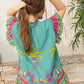 Coconut Island Ruffled Top  In Turquoise