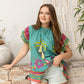Coconut Island Ruffled Top  In Turquoise