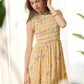 Bohera Summertrace Floral Smocked Sleeve Midi Dress in Pale Yellow