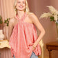 Bohera Sunflare Printed Halterneck Top in Coral Red