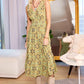 Bohera Mist Vale Printed Smocked Maxi Dress in Sage Moss