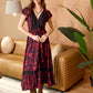 Bohera Songbloom V-Neck Sleevless Maxi Dress in Deep Rouge