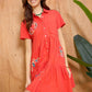 Bohera Sunweave Embroidered Button-Front Tiered Midi Dress in Canyon Ember