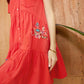 Bohera Sunweave Embroidered Button-Front Tiered Midi Dress in Canyon Ember