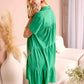 Bohera Sunweave Embroidered Button-Front Tiered Midi Dress in Fern Green