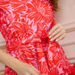 Bohera Meadow Wave Ruffle Collared Midi Dress with Waist Tie in Ruby Red