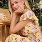 Bohera Sunny Vale Square Neck Lace Trim Midi Dress in Soft Lemon