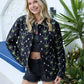 Everglade Dreams Cotton Jacket in Midnight Black & Green