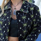 Everglade Dreams Cotton Jacket in Midnight Black & Green