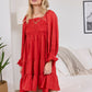 Daisywood Ruffle Smocking Dress in Red