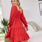 Daisywood Ruffle Smocking Dress in Red