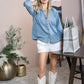 Stitched in Stardust Top in Washed Blue