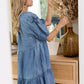 Prairie Hymn Embroidered Dress in Dusty Blue