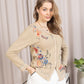 Birdsong Bloom Embroidered Top in Almond color