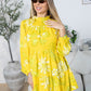 Wild Sienna Ruffle Dress in Yellow Floral print