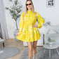 Wild Sienna Ruffle Dress in Yellow Floral print