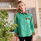 Sienna Rose Women's Shirt in Green with Fur.