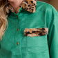 Sienna Rose Women's Shirt in Green with Fur.