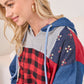 The Americana Patchwork Hoodie in Cherry Denim