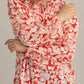 Cherry Fleur Ruffle Top in Crimson Pink