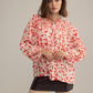 Cherry Fleur Ruffle Top in Crimson Pink