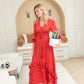 Rumba Rouge Satin Dress in Spiced Red