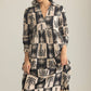 Palm Theory Maxi Dress in Navy Blue & Cream