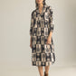 Palm Theory Maxi Dress in Navy Blue & Cream
