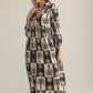 Palm Theory Maxi Dress in Navy Blue & Cream