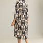 Palm Theory Maxi Dress in Navy Blue & Cream