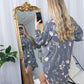 Wildflower Whisper Mini Dress in Dusk Grey