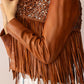 Boheme Braids Leather Jacket in Maple Brown