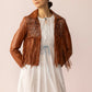 Boheme Braids Leather Jacket in Maple Brown