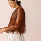 Boheme Braids Leather Jacket in Maple Brown