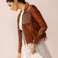 Boheme Braids Leather Jacket in Maple Brown