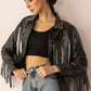 Midnight Maverick Leather Jacket in Shadow Black