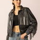 Midnight Maverick Leather Jacket in Shadow Black