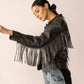 Midnight Maverick Leather Jacket in Shadow Black
