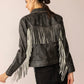 Midnight Maverick Leather Jacket in Shadow Black