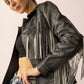 Midnight Maverick Leather Jacket in Shadow Black