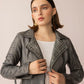 Shadow Storm Leather Jacket in Moon Grey