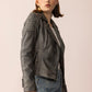Shadow Storm Leather Jacket in Moon Grey