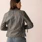 Shadow Storm Leather Jacket in Moon Grey