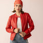 Fireline Femme Leather Jacket in Red Ember